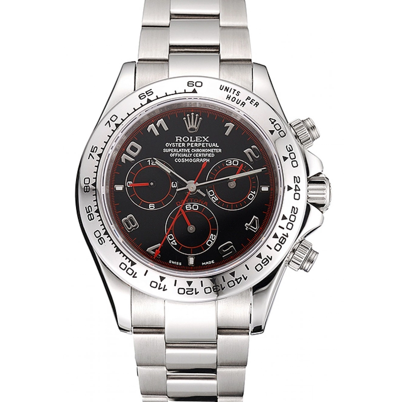 Dial Rolex Steel 80296 Bracelet Black Stainless Swiss Daytona 0821